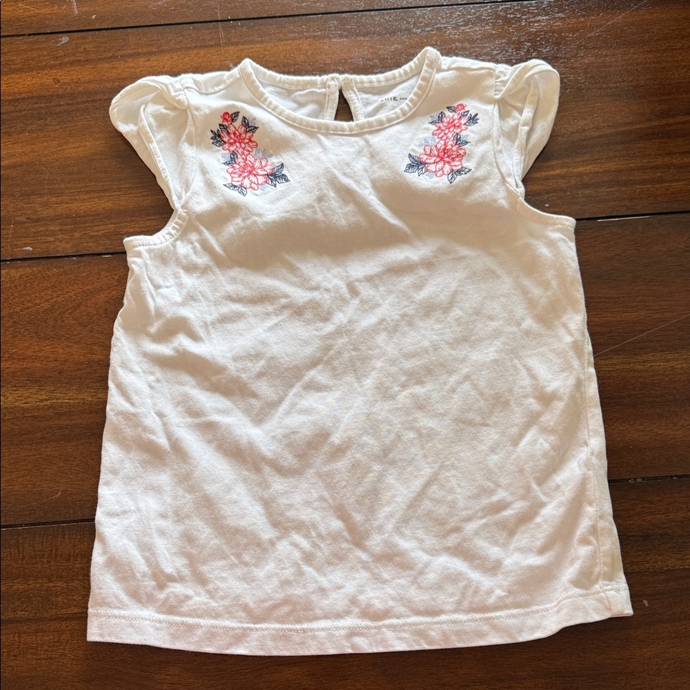 Janie and Jack Cream Floral Embroidered‎ Tee